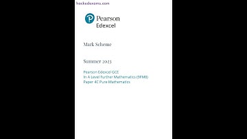 Pearson EDEXCEL A Level Further MathemATIcs Paper 4 2023 Mark Scheme 9fm0 4c Pure MathemATIcs