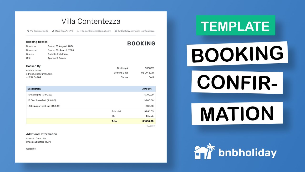 Booking Confirmation Template Create A Booking Confirmation In 3 