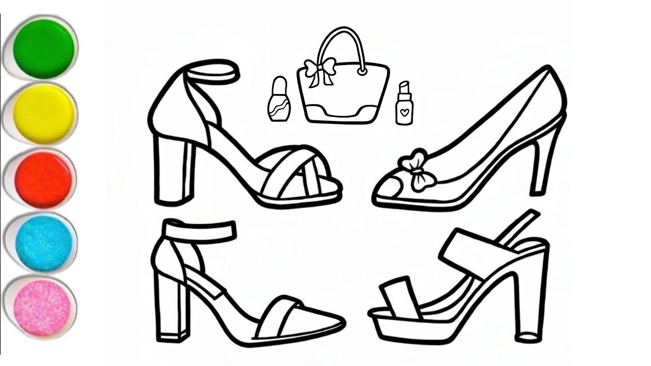 How to Draw and Color High Heels, Bag & Makeup 👠👜💄| Easy Art for Kids