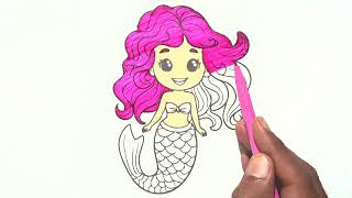 Cute Mermaid Coloring Video - ASMR - Little Mermaid Coloring Page