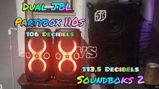 Dual JBL PartyBox 110s VS Soundboks 2 (1 Meter DB Test)