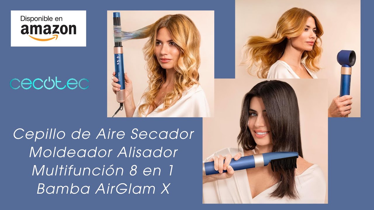 Cecotec Cepillo de Aire Secador Moldeador Alisador Multifunción 8 en 1 Bamba  AirGlam. 1400W, Tecnología Coanda, Cable Giratorio, 3 Velocidades, 3  Temperaturas, Control Inteligente Calor, 110000RPM : : Belleza