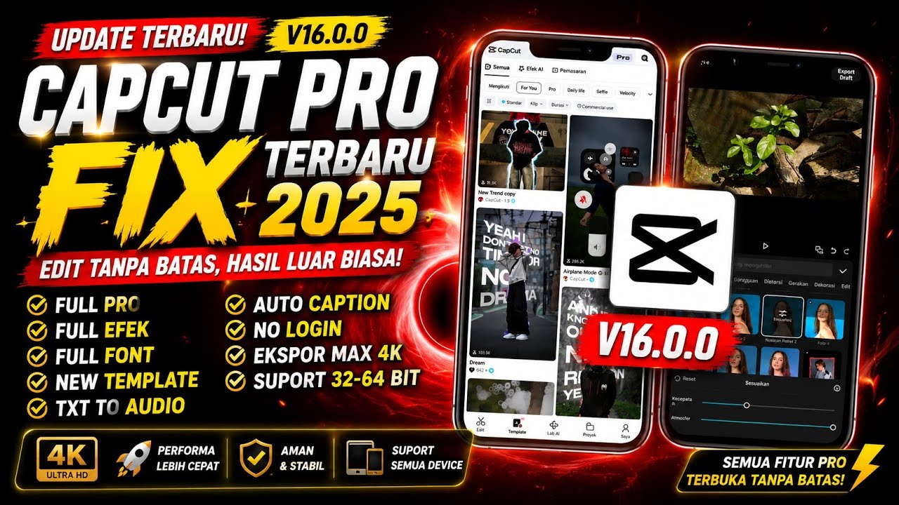 NEW UPDATE!! Capcut Mod Pro Terbaru 2025 | Capcut Pro V16.0.0 Fix ...