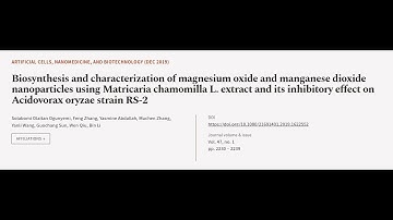 Biosynthesis and characterization of magnesium oxide and manganese dioxide nanopartic... | RTCL.TV