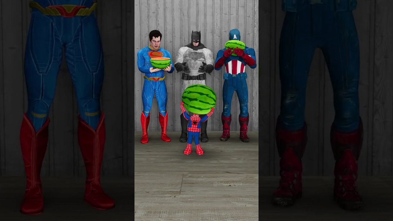 Spidey Vs Superman Batman Captain America Watermelon Flip Marvel Animation