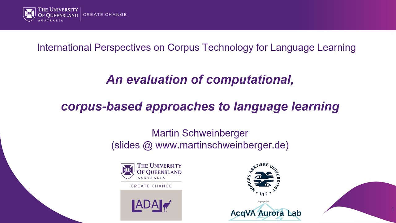 An evaluation of computational, corpus-based approaches to language learning, M. Schweinberger