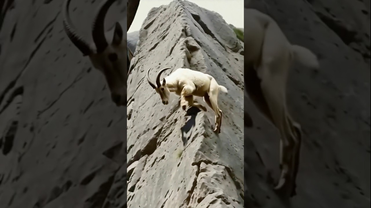 Gravity-Defying Mountain Goat on Steep Cliffs