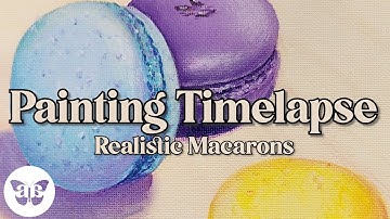 "Realistic Macaron Cookies" Acrylic Painting Time-lapse