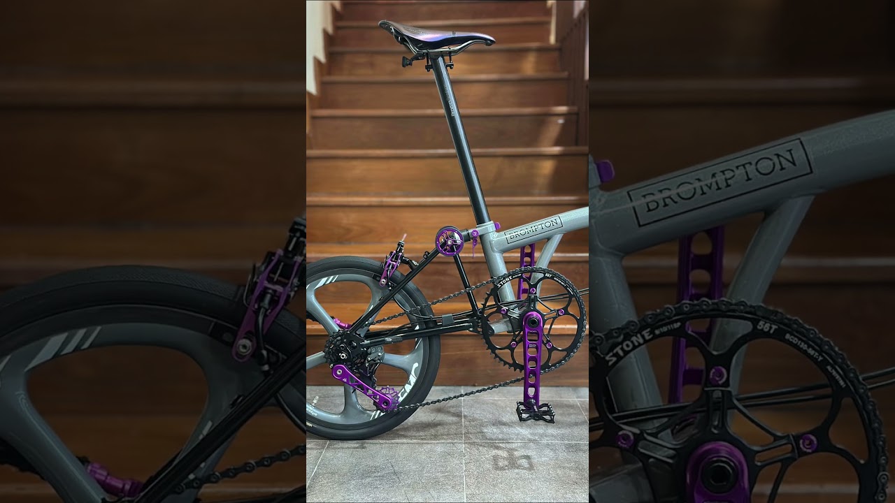 Gorgeous Brompton tune with color matched everything and fat spoke racing rims (1.2025)
