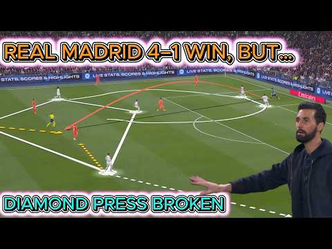 Por que a pressão em diamante do Real Madrid no esquema 4-4-2 foi quebrada | Real Madrid 4–1 Real...