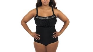 Delta Burke Plus Size Solid Peasant One Piece | SwimOutlet.com