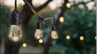 48 Ft Waterproof LED Outdoor String Lights - Hanging, Dimmable 2W Vintage Edison Bulbs