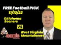 Free Football Pick Oklahoma Sooners vs West Virginia Mountaineers , 11/12/2022 College Football