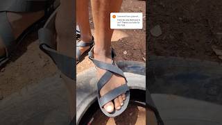 how to put on sandals made with old used tires #100shorts2024 #pullupyoshorts #youtubemadeforyou