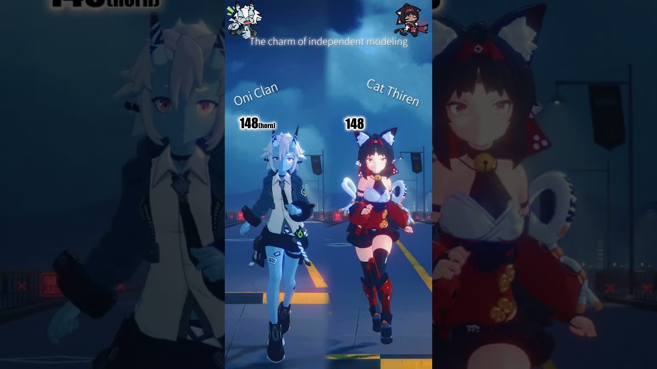 Soukaku (Zenless Zone Zero) vs Nekomiya Mana (Zenless Zone Zero) Height Run Comparison.