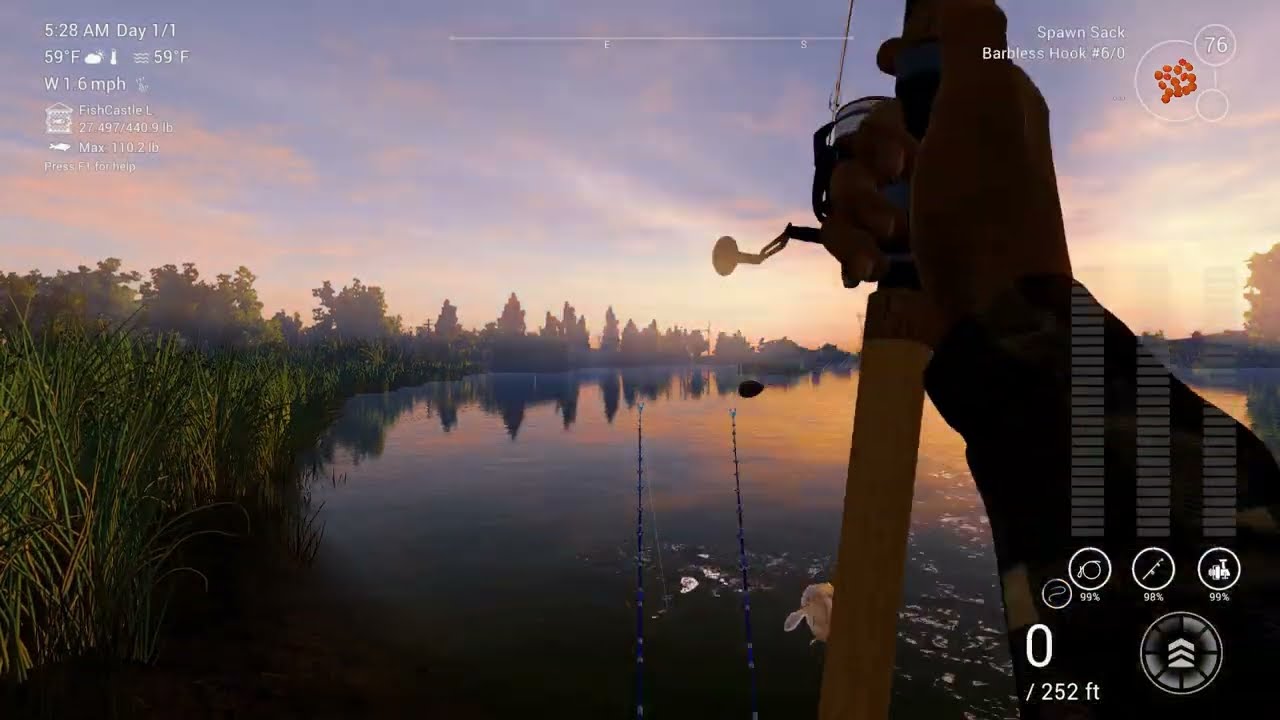 Fishing Planet - San Joaquin Delta - White Sturgeon - COMMON - Bottom Rod - Spawn Sack (Farm, Money)