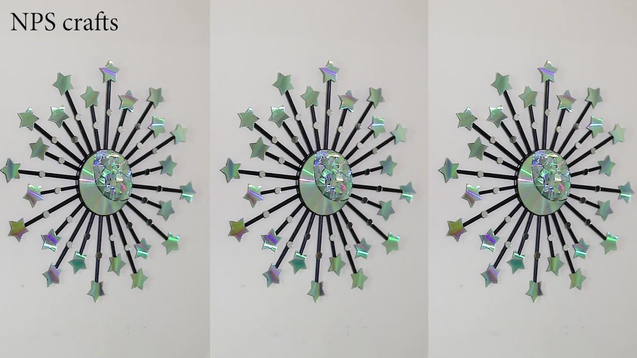 How to make🌜&🌟wall Hanger with waste CDs | DIY Room decoration ideas | Old cd craft | MOON & STARS