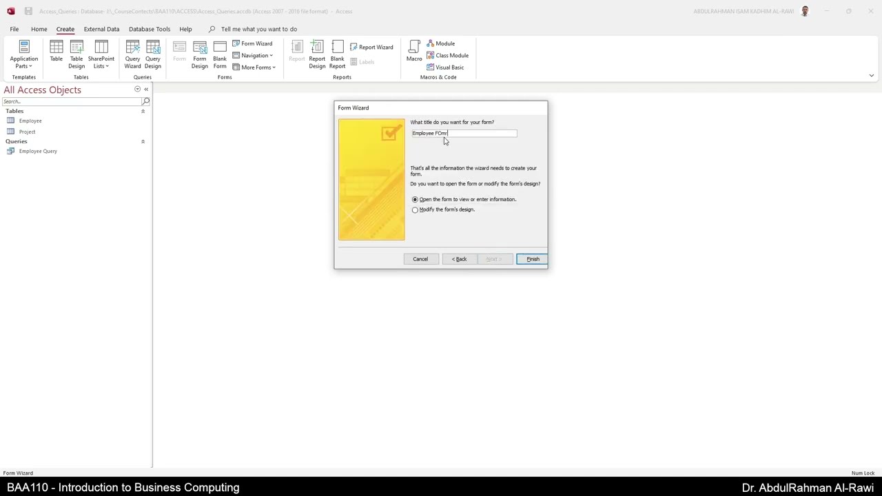 Microsoft Office 365: Access - Forms