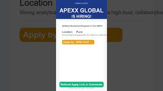 APEXX Global | Software Development Engineer in Test (SDET) | Off Campus 2026 | Apply Now | Pune