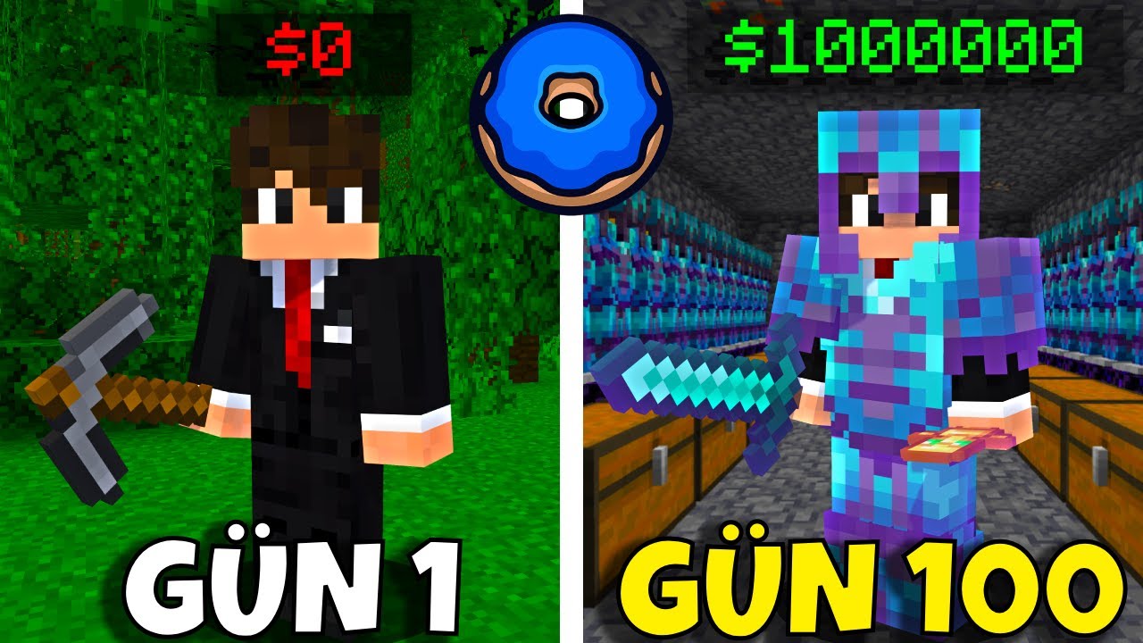Minecraft'ın En Gelişmiş SMP Sunucusunda 100 Gün Hayatta Kalmak! -DonutSMP