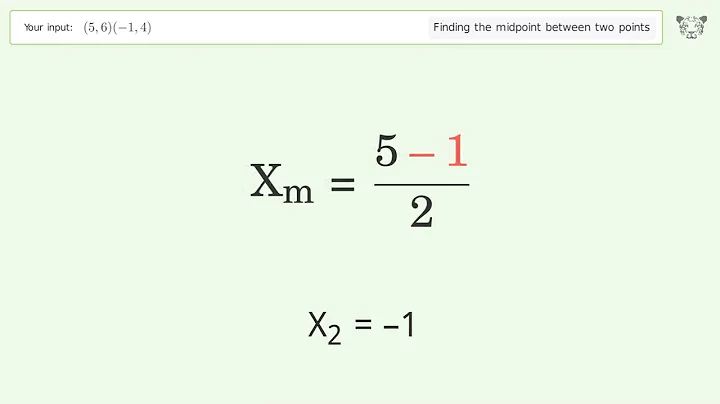 Find the midpoint between two points p1 (5,6) and p2 (-1,4): Step-by-Step Video Solution