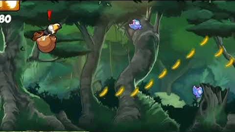 Banana Kong_In One Run_Jump on 5 frogs at the beach-Bounce on the treetop of 8 trees