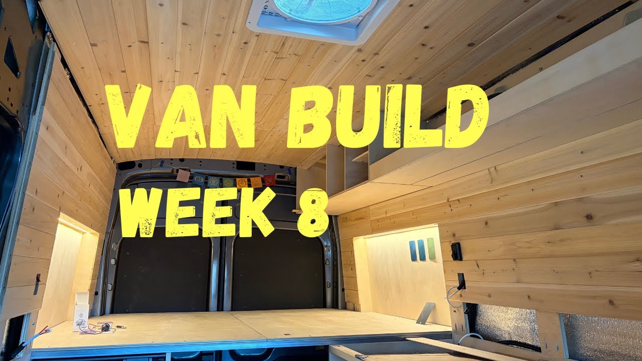 Van Build Week 8 - Cedar panel ceiling & wall install / Electrical install