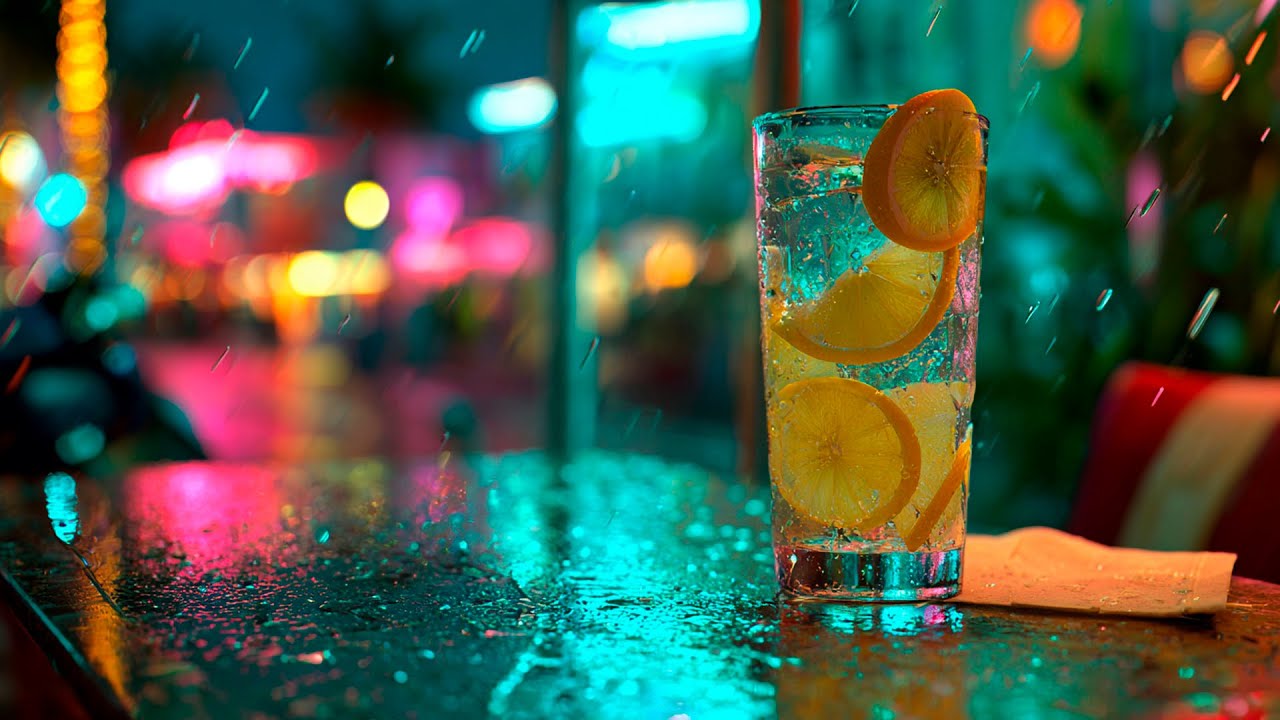 Rainy Night Jazz 🌧️🍹 Miami Neon Bar Glow — Slow Your Thoughts and Let Tonight Feel Easy
