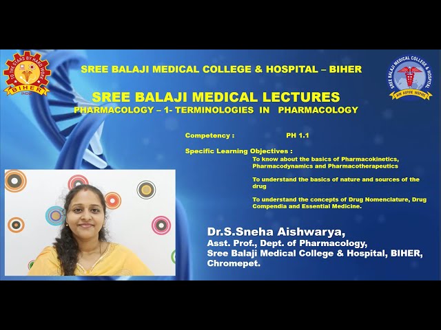 PHARMACOLOGY - 1 - TERMINOLOGIES OF PHARMACOLOGY.