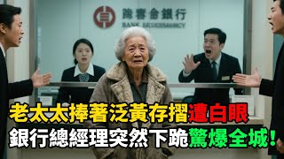 老太太捧著泛黃存摺遭白眼，銀行總經理突然下跪！背後真相驚爆全城竟是這事？#中老年 #家庭故事 #家庭 #生活 #爽文 #小说 #故事分享 #故事
