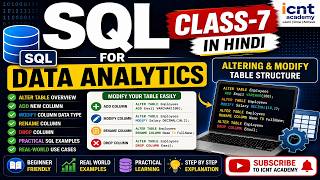 SQL For Data Analytics Class-7 in Hindi | ALTER TABLE & MODIFY Column Explained | ICNT Academy