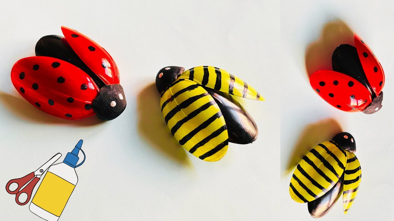 🐞🐝 DIY Ladybug and Bumblebee Crafts Using Plastic Spoons - Fun and Easy! 🎨✨