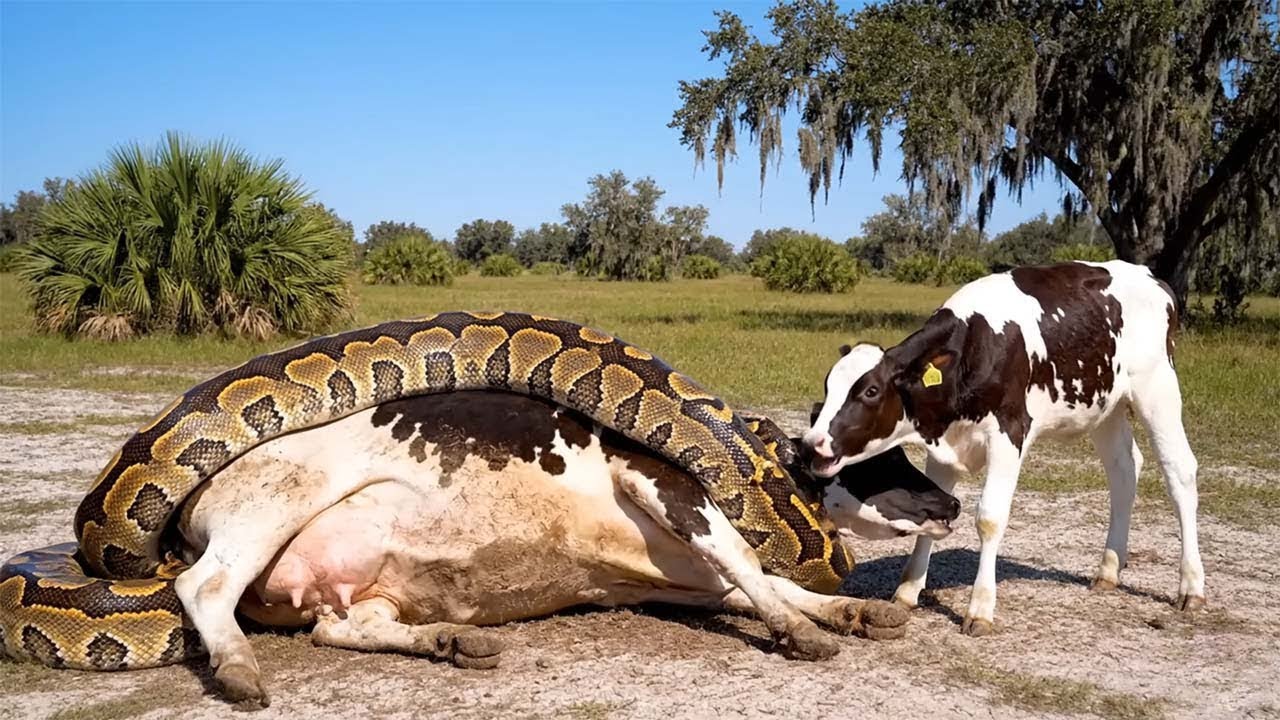 Rescue Animals Global -Animal Rescue: Brave Calf Saves Mother From Giant Python