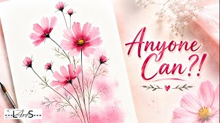🌸 No Time to Paint?! Try These Easy Watercolor Cosmos Flowers!