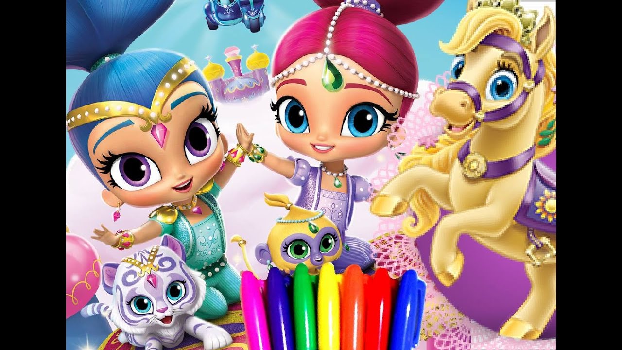 Disney Princess Palace Pets Vs. Shimmer and Shine Coloring Book Page For kids to Learn