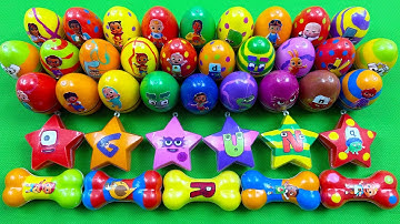 Numberblock – Looking Rainbow Eggs SLIME with Mini Dinosaur Eggs, Bones Coloring! Satisfying ASMR