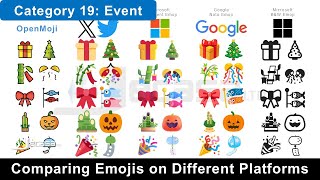 Emojis On Different Platforms | Category 19: Event 🎟️🎈🎏🎄🎊🧨🎆🎃🎎🎑🎉🎍🧧🎗️🎀🎇✨🎋🎫🎐🎁 screenshot 4