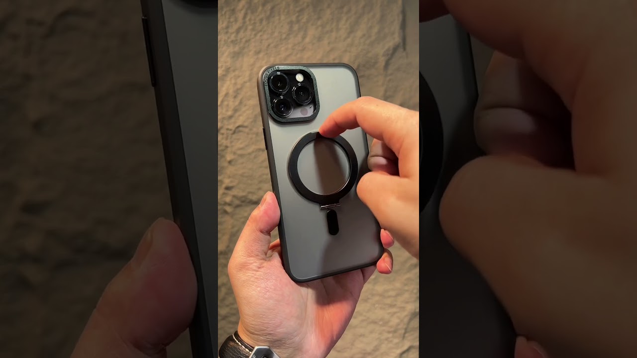 Fashion trendy iPhone case with hidden stand metal finger ring,compatible to MagSafe 