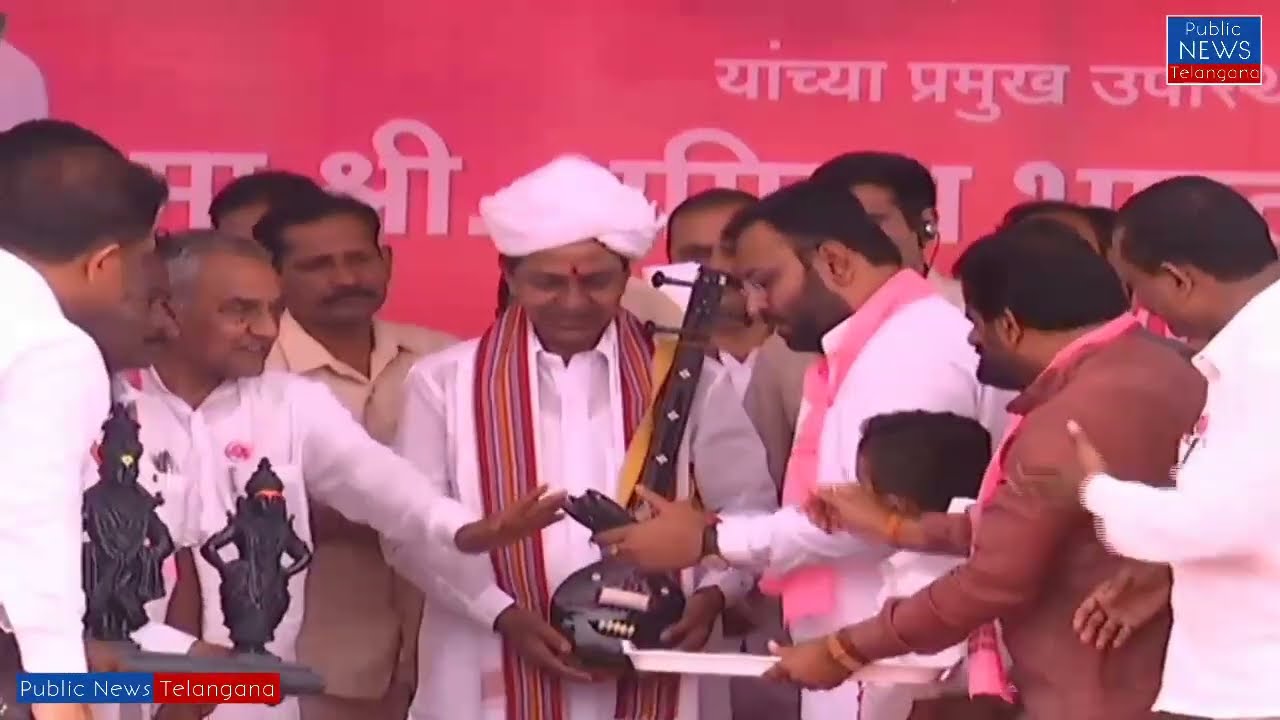 CM KCR Visuals At BRS Public Meeting In Sarkoli Maharashtra | Public News Telangana