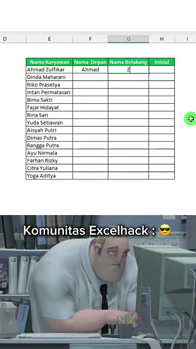 Cara isi Inisial nama orang #excel