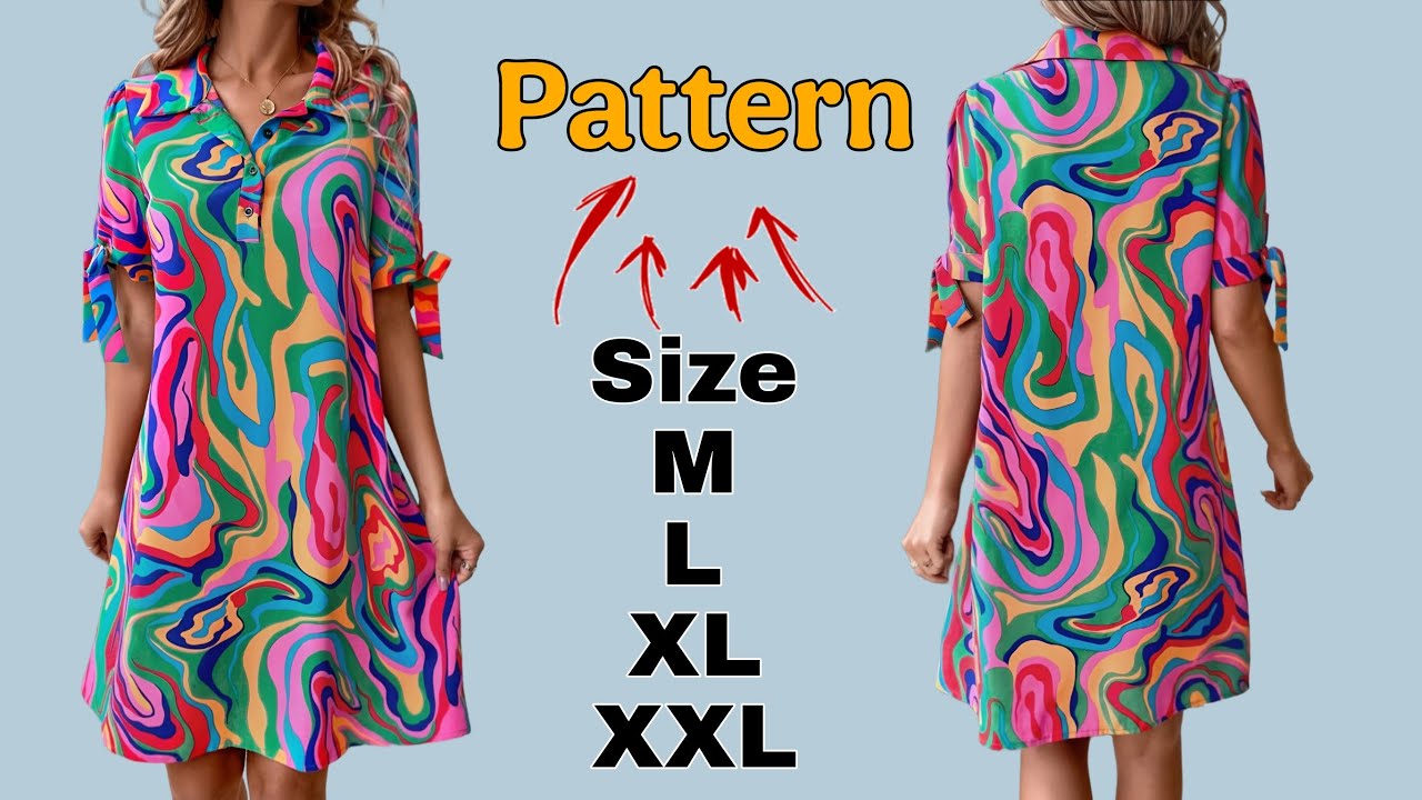 ✅️️ Создайте свою идеальную выкройку женского платья-рубашки всего за 20 минут! Размеры от M до XXL!