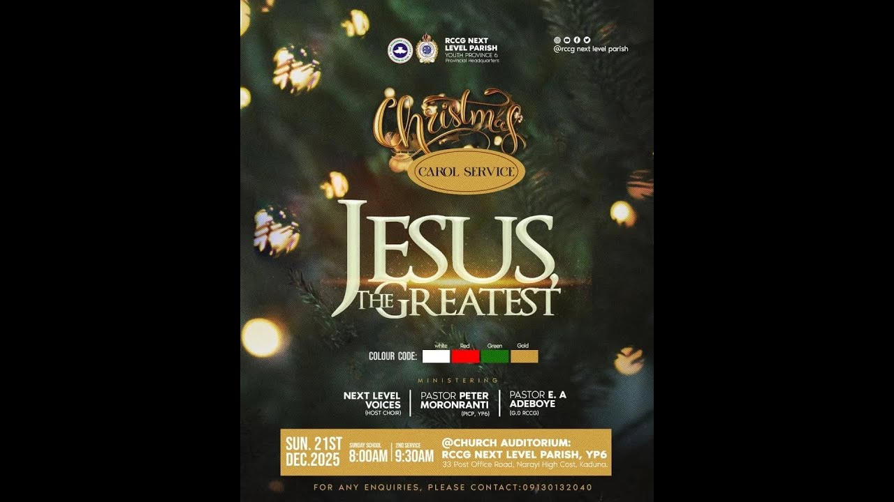 CHRISTMAS CAROL SERVICE / JESUS THE GREATEST / 21ST DECEMBER 2025 - YouTube