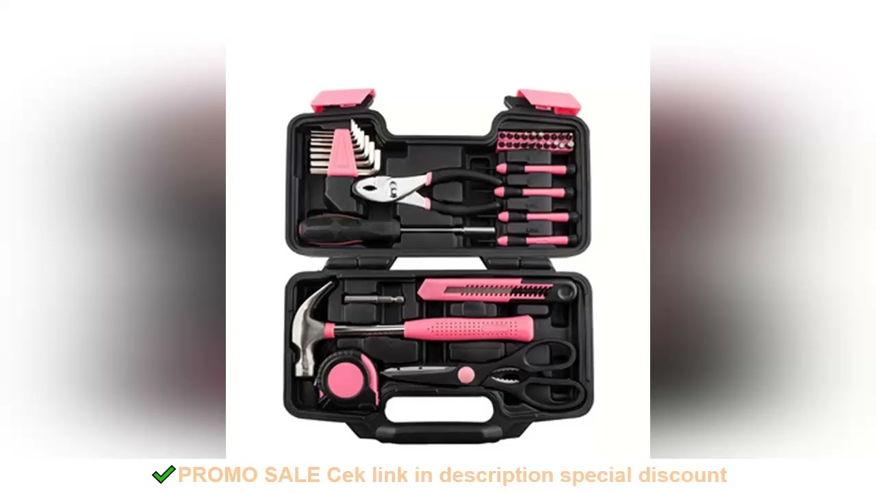 39-Piece All Purpose Household Pink Tool Kit for Girls, Ladies and Women - includes All Essential To
