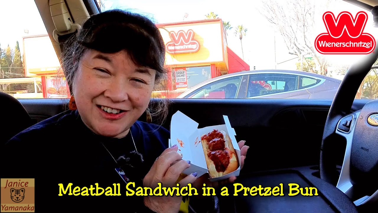 Meatball Sandwich in a Pretzel Bun at Wienerschnitzel