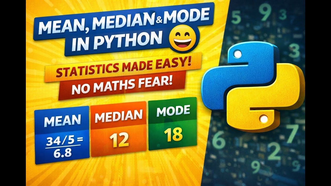 Mean, Median & Mode in Python 😄 | Statistics Made Easy (No Maths Fear!)