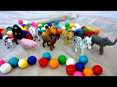 rainbow-colorful-gumball-candy-sliding-fun-animal-toy-surprises--lion,alligator,monkey,crab,wolf,cow