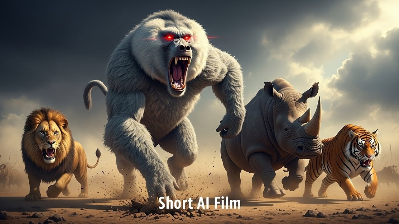 Simba & Shere Khan vs King Baboon – The Ultimate Beast Battle | AI Short Film