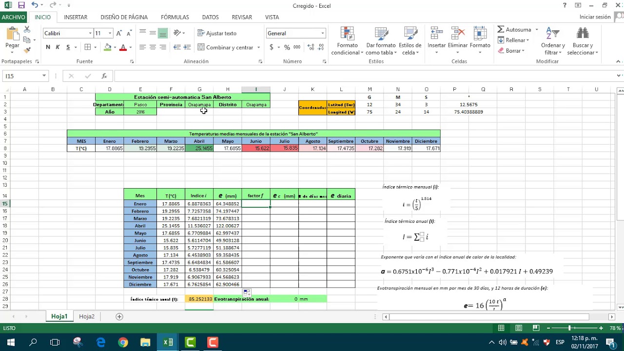 Calculo de evapotranspiracion por el metodo thornthwaite 2 - YouTube