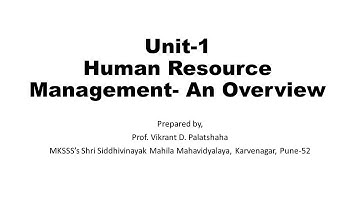 MCOM-II HRM Unit-1 Human Resource Management: An Overview