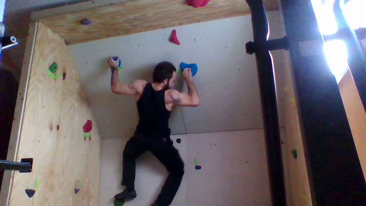 New Home Rock Wall, First Route Set (no complete climb)